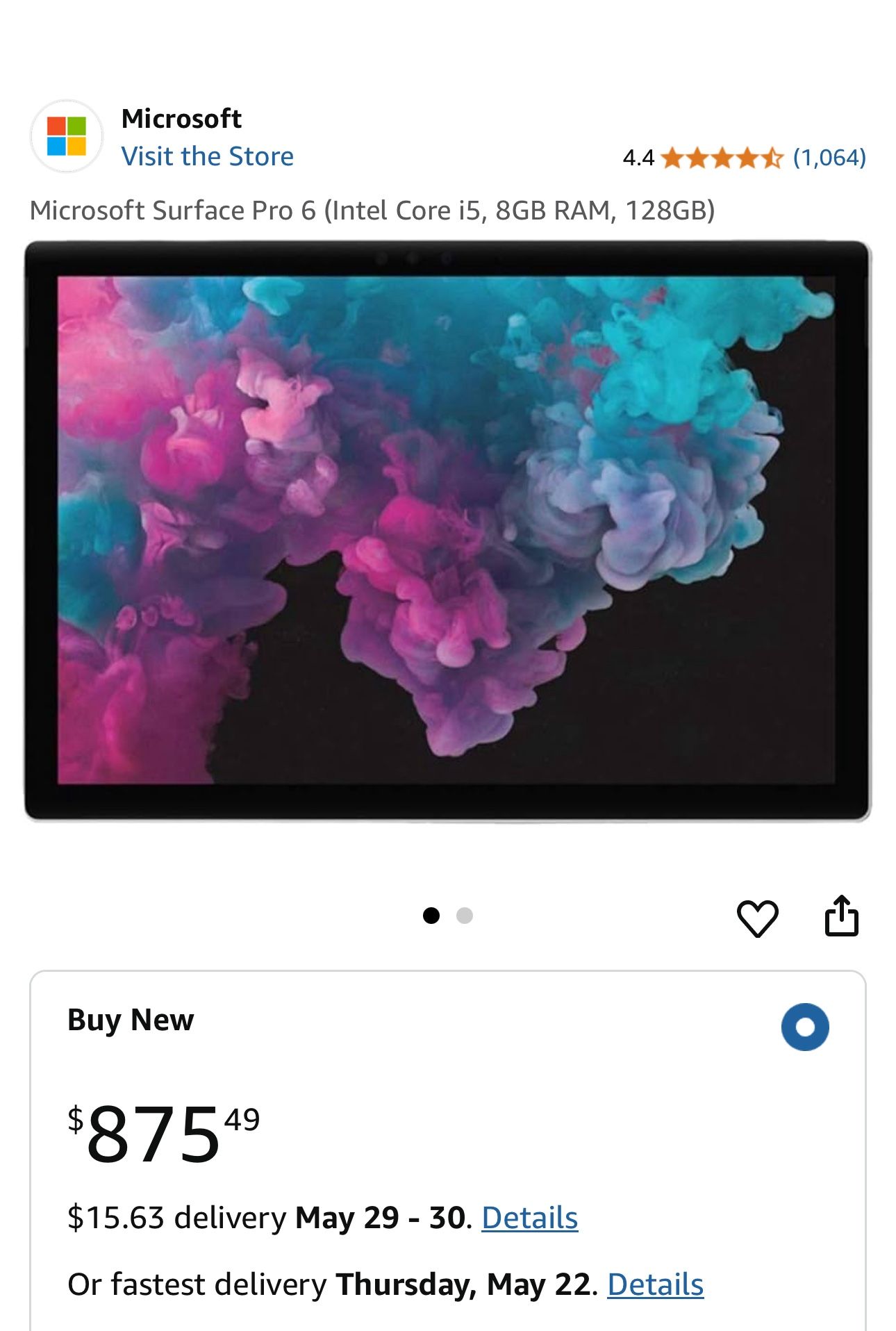 Microsoft Surface Pro 6 (Intel Core i5, 8GB RAM, 128GB)