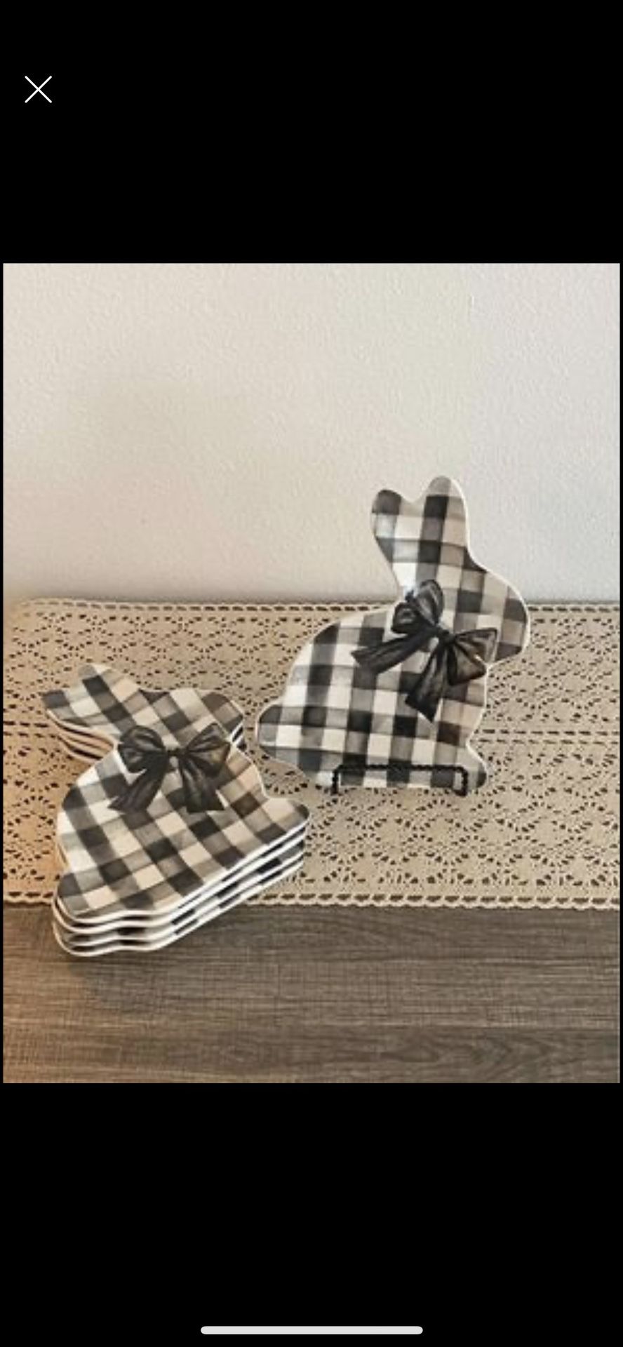 New Set Of 5 Buffalo Plaid Bunny Desert Plates