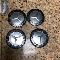 Mercedes 56mm Black And Silver Stick On Center Caps