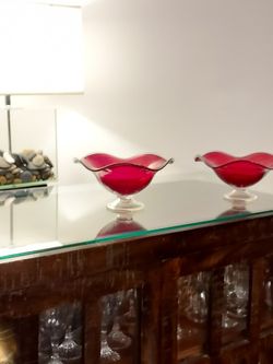 Glass Bowl Decor.  Beautiful, red glass bowl decor.  Excellent condition.  $20 for set.
