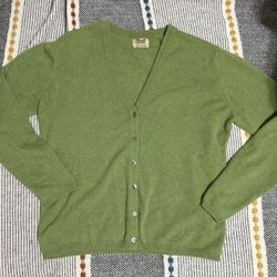 Pure Cashmere Sweater Vintage Style Vtg Cardigan Button Up S/M