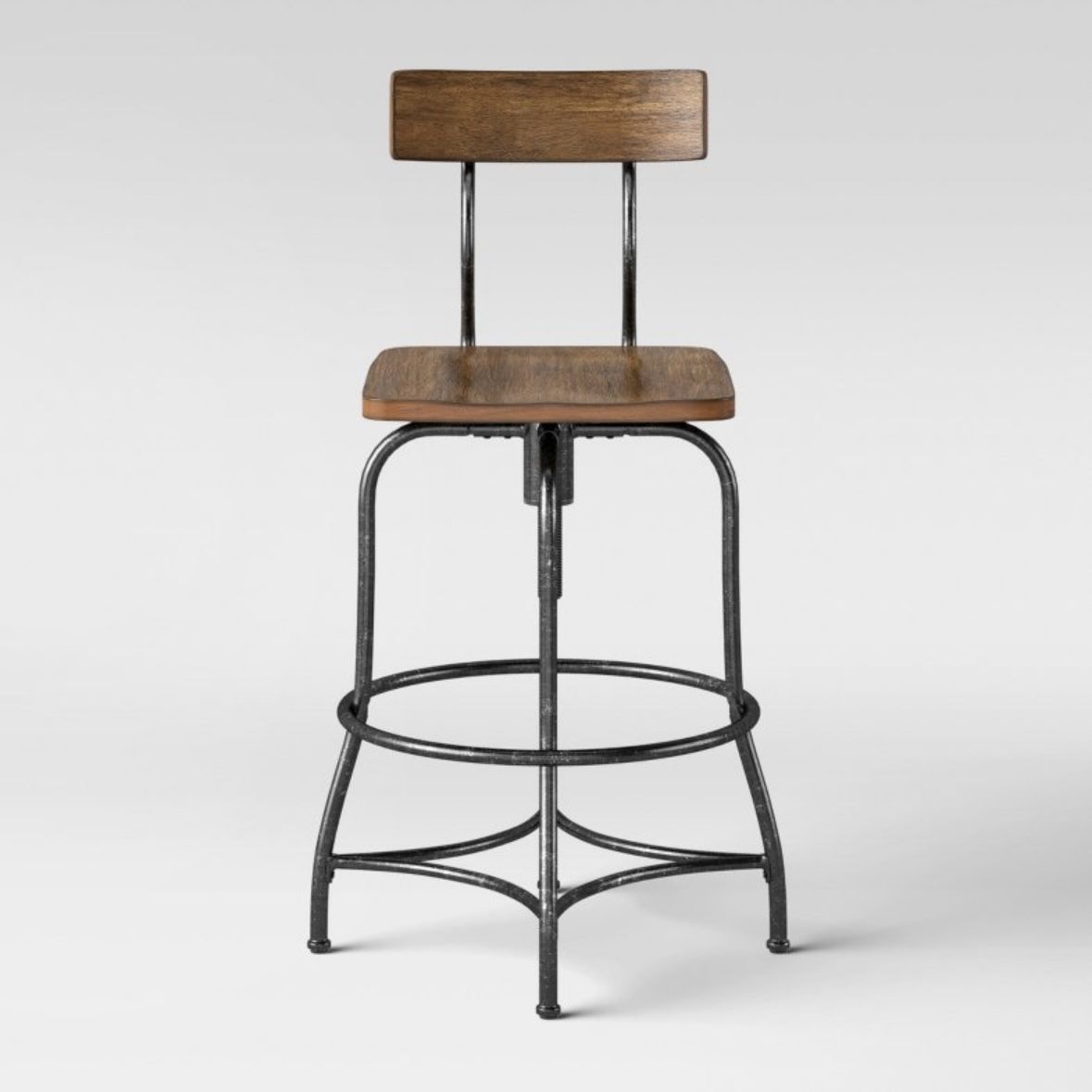 Threshold Adjustable Wood Barstool w/ Wooden Frame