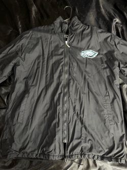 Philadelphia Eagles Black Full Zip Windbreaker Jacket Embroidered Logo