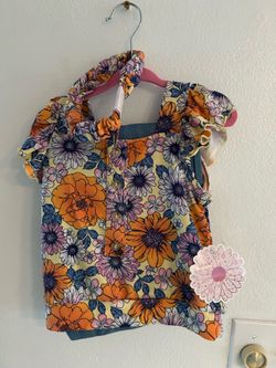 Girls Romper Set with Matching Headband Size 3 T