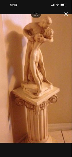 Ceramic woman and man with pedestal