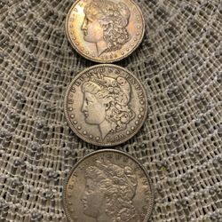 3 1890 Morgan Dollar