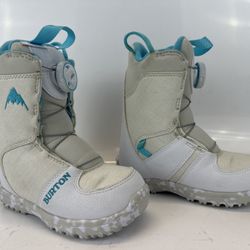 Kids Burton Grom Boa Snowboard Boots Size 11C White/Blue – Good Shape