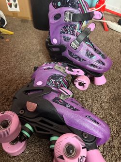 kids roller skates n helmet