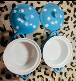 Small Lidded Casserole Blue Polka Dot