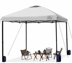 10x10 Pop Up Commercial Canopy Tent - Waterproof & Portable Outdoor Shade with Adjustable Legs, Air Vent, Carry Bag & Sandbags (White)