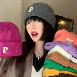 Beanie knitted pure wool beanie winter warm unisex hat minimalist fashion neutral color ❤️