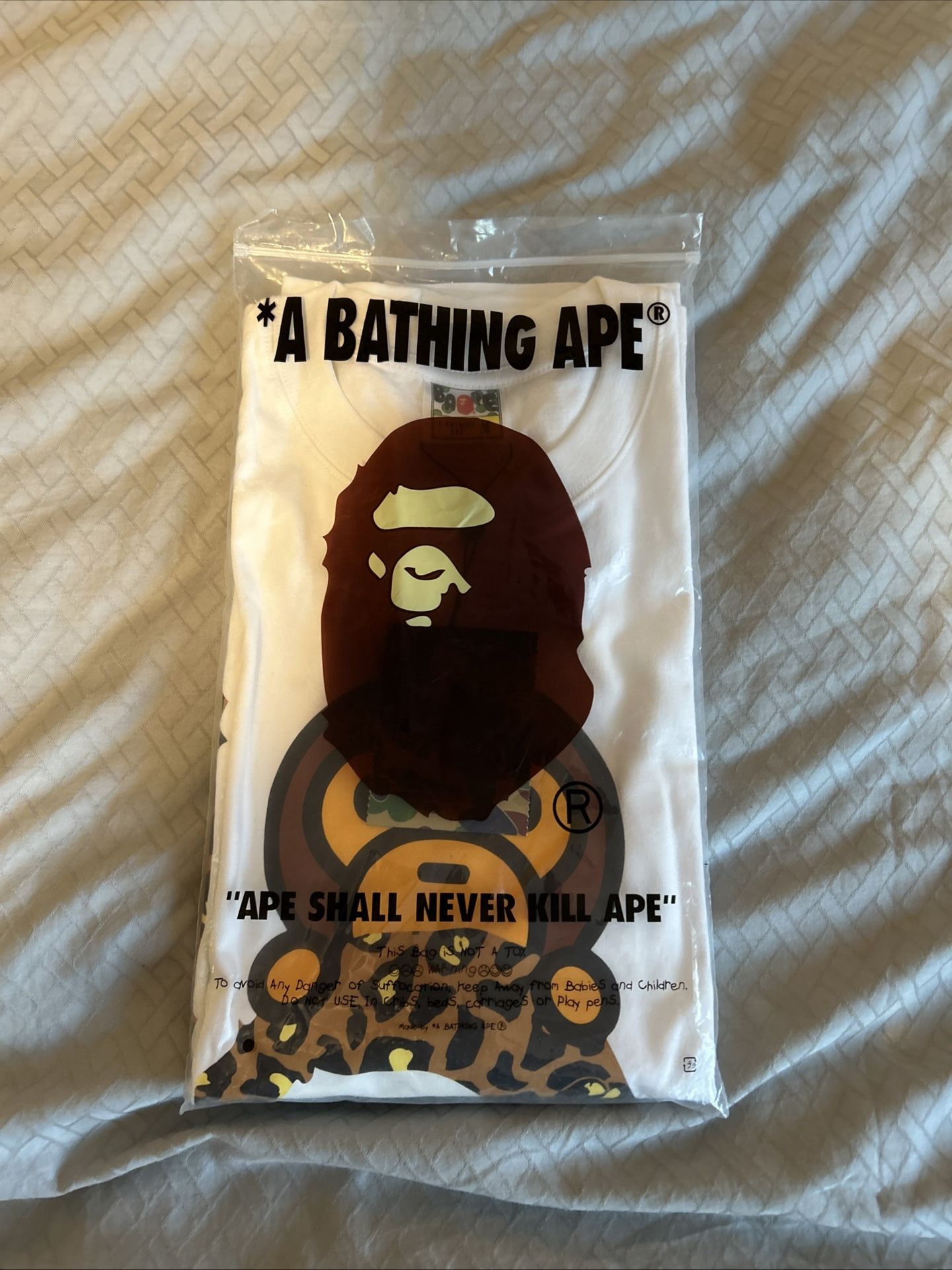 Bape Men's T-Shirt Brown Camo Milo on Ape Head Tee