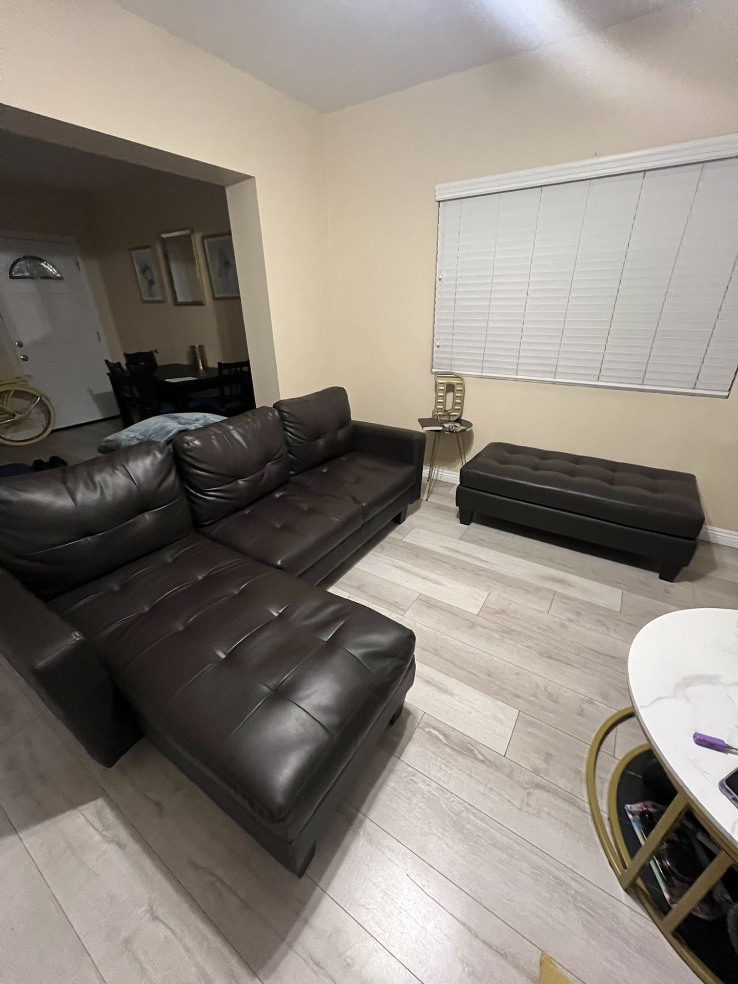 Brown Faux Leather Couch