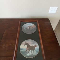 Framed Collector Art Horse Plates