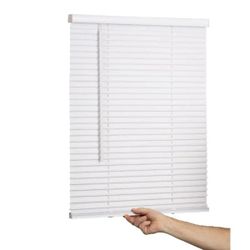 Cordless Mini Blind 1 Vinyl Slats 35.5 Wide x 60 Long White