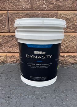 BEHR DYNASTY 5 Gallon Ultra Pure White Satin Interior Paint & Primer | New Sealed RETAIL $317