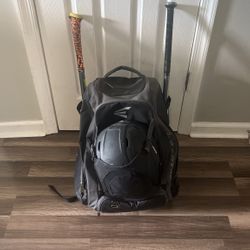 Baseball Bag With Bats And Glove 