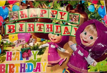 Masha and the bear birthday party decorations supplies.