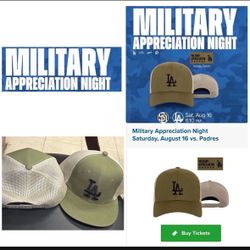 Dodgers Military Theme night Hat LA Snapback SGA 8/16/25