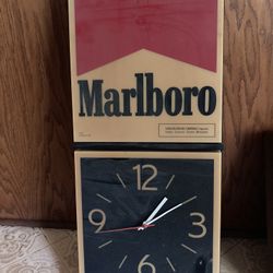 Vintage Marbro sign with light and clock
