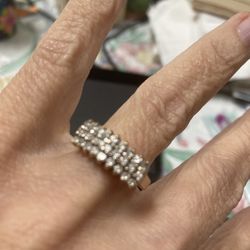 3 Row Of Diamonds  In A 14 Karat Gold Setting