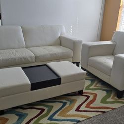 Sofa, chair and storage ottoman