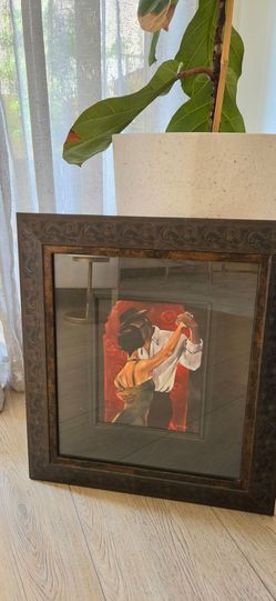 Spanish Heart Tango/Flamenco Dance by Trish Biddle With Black Wood Frame 21x18 Inches