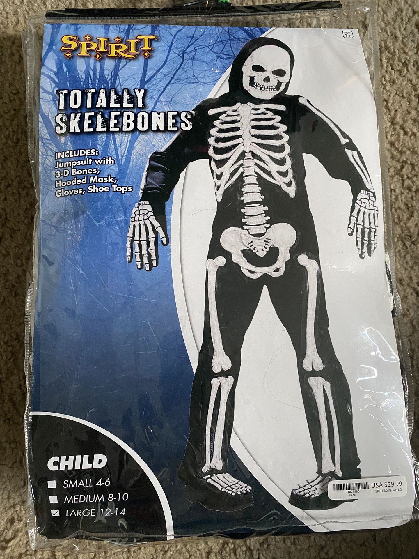 Boys Total Skelebones Halloween Costume Size L