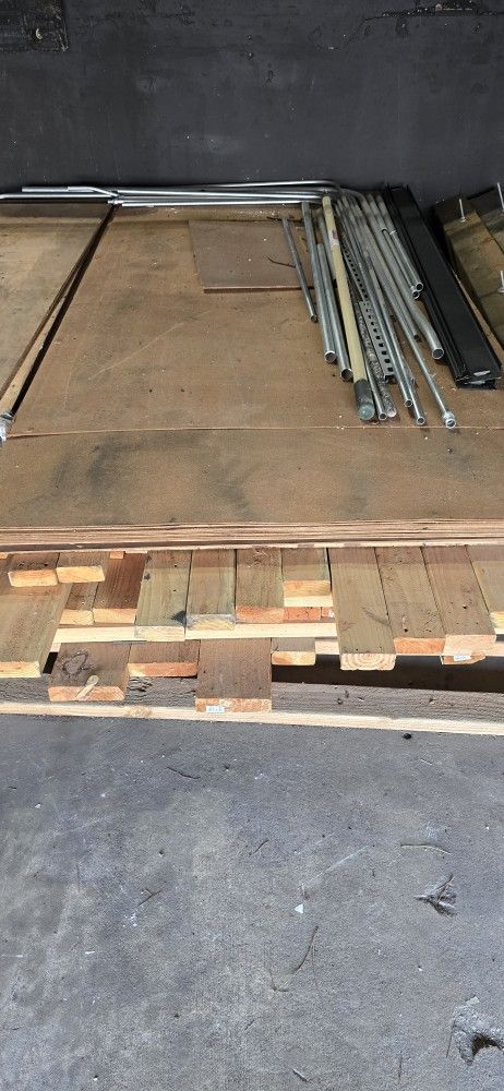 For FREE Large Lot Of New Plywood Sheets, 2 X 4 Wood, Outdoor Fence, Electrical Cables And Pipes, And More