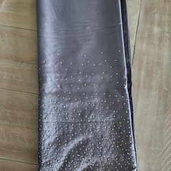 Fabric Shower Curtain With Beaded Crystals & Matching Hand Towels