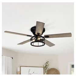 Breezary Ableton Hugger 52 in. Black Indoor Ceiling Fan with Remote Control 