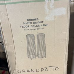 New in box Grand patio Outdoor Floor Solar Light 2-Pack, Wicker Solar Patio Lamp Waterproof Outside Solar Deck Lamp for Porch, Yard, Garden, Lawn Deco
