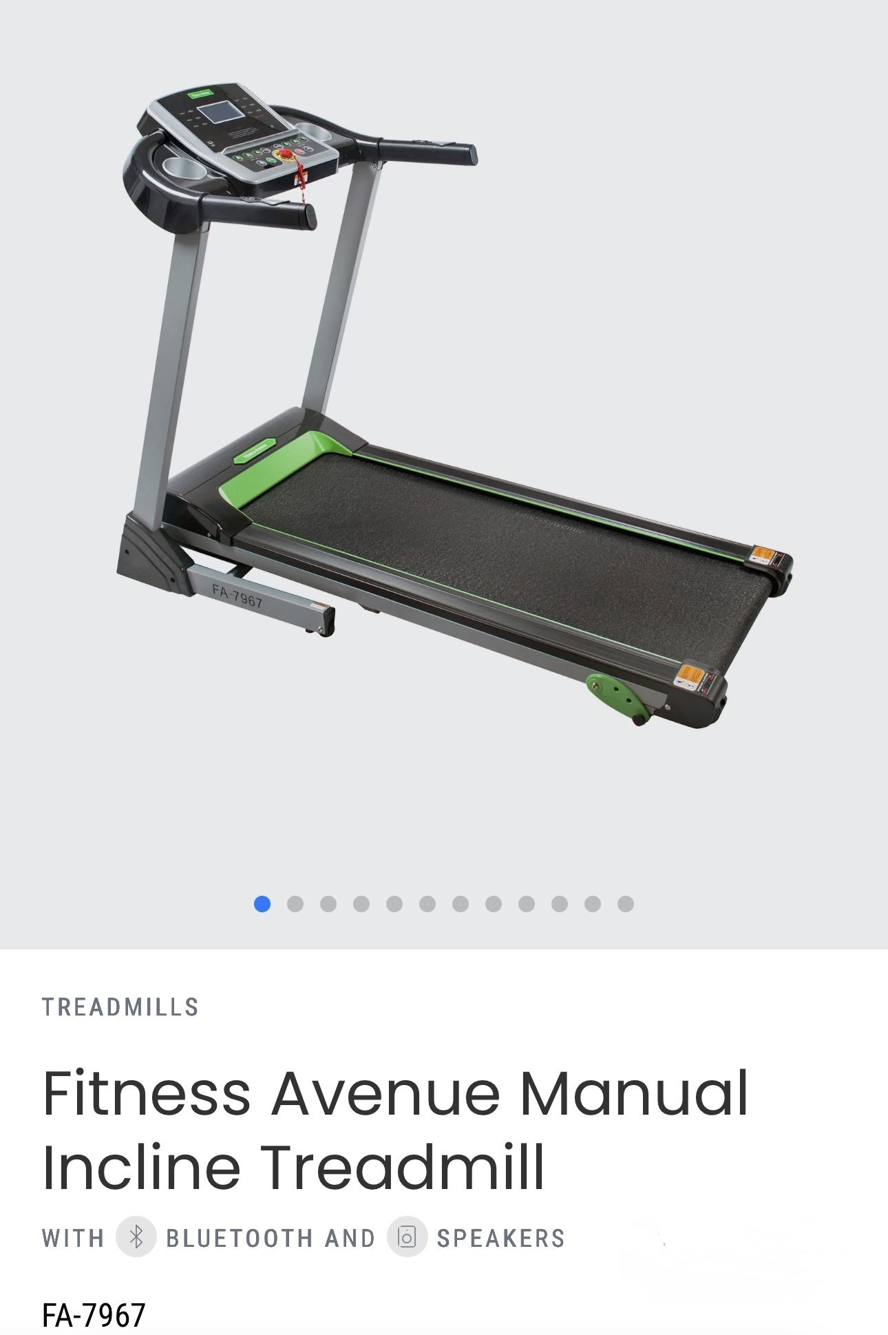 Fitness Avenue Manual Incline Treadmill model #7967