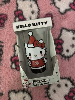 16oz Hello Kitty Christmas Glass Cup