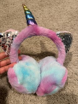 New Cute Unicorn Earmuffs for Girls Sequin Shinny Ear Warmers Soft Plush Winter Earmuff Covers for Outdoor Winter