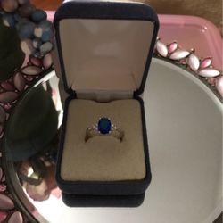 Beautiful !! Blue Sapphire Stone Sterling Silver Ring  