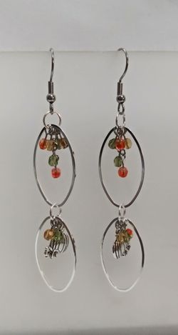 Handmade fall pumpkin dangle earrings