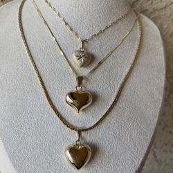 Gold Heart Necklaces- $12 Each or $30 for All 3