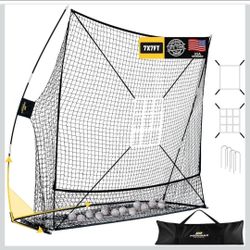 Baseball Softball Practice Net 7x7 Batting Pitching Hitting Net with Strike Zone Targets