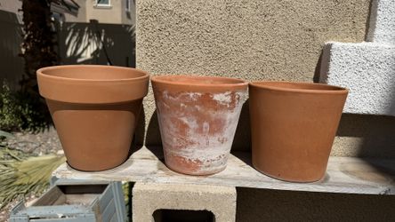 Terra Cotta Clay Cylinder Pot × 3