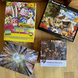 4 Puzzles - All Complete Only Done Once! $76 Original Price Easter Crayola Bees Childhood Forest