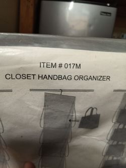 Closet Handbag Organizer. NEW. Hand Bag Limit: 8.