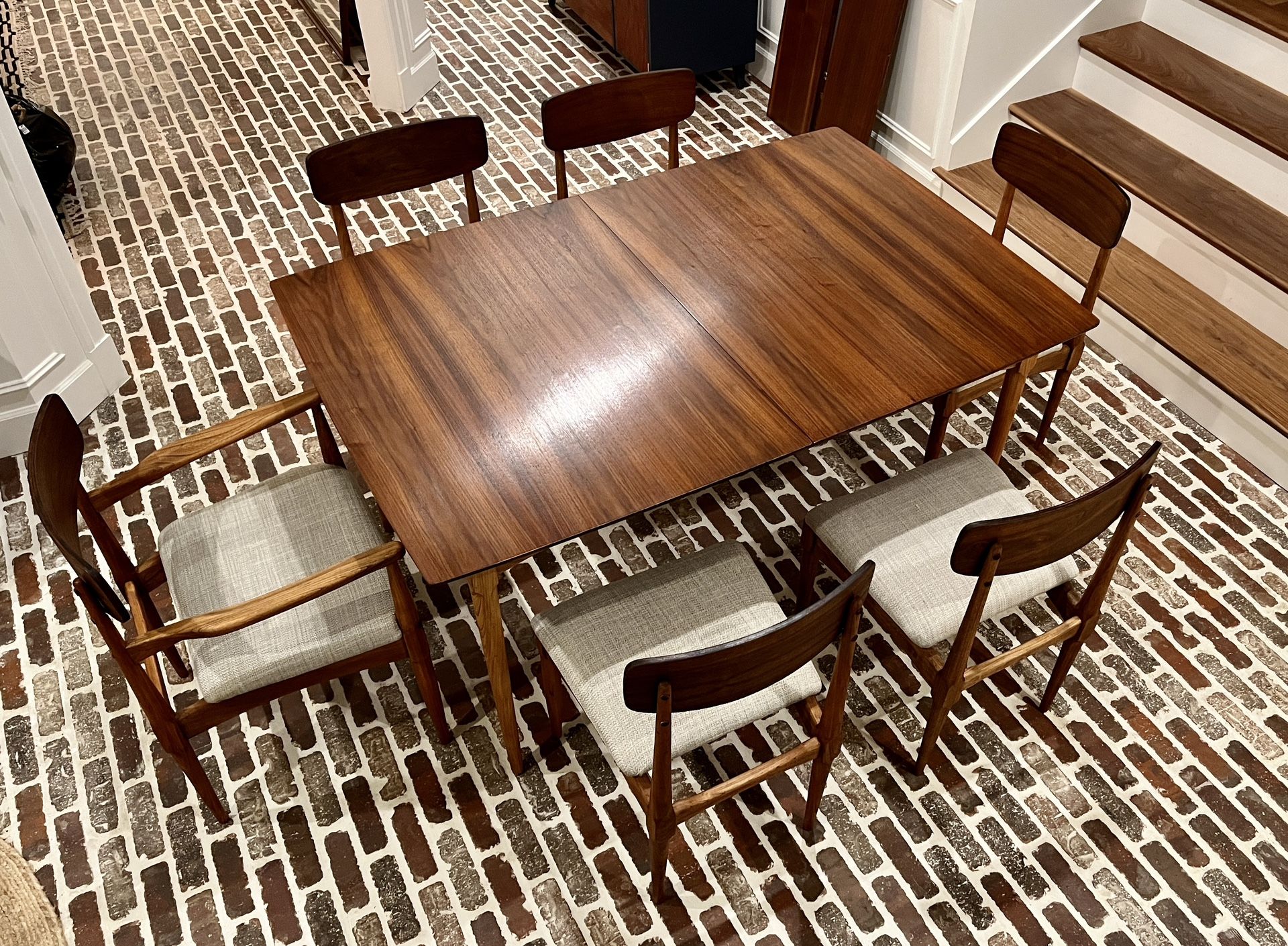 MCM Walnut Dining Table And Chairs
