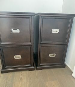 5 of  Pottery Barn Porter 2 Drawer File Cabinets Espresso /Brown Wood Cabinet Office Filling