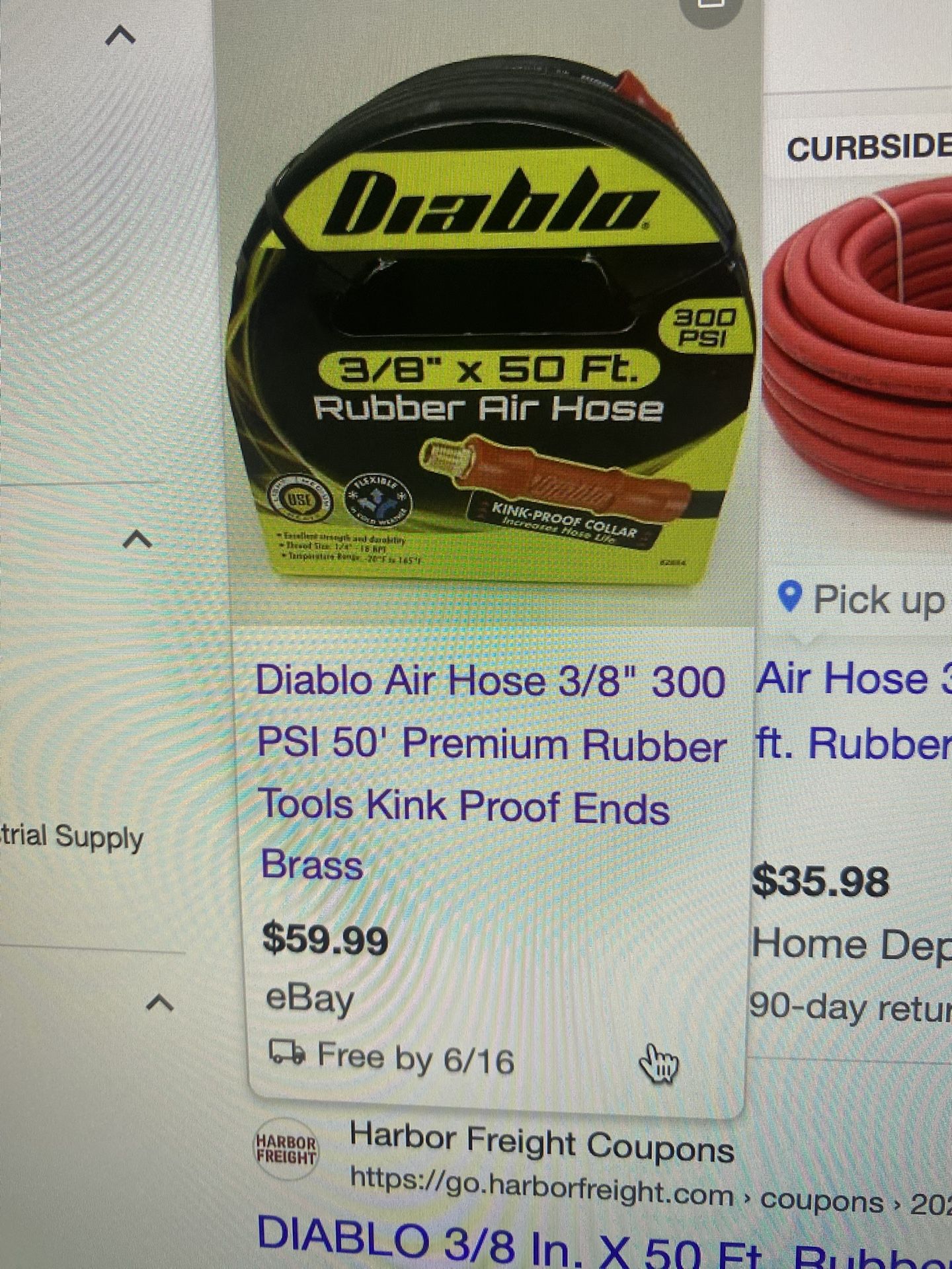 Diablo 3/8 50ft Rubber Air Hose