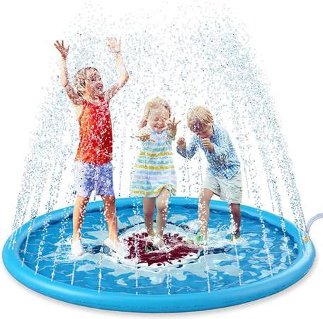 Splash Pad Sprinkler for Kids 68" Splash Play Mat Outdoor Water Toys Inflatable Splash Pad Baby Toddler Pool Boys Girls Children Outside Backyard Dog 