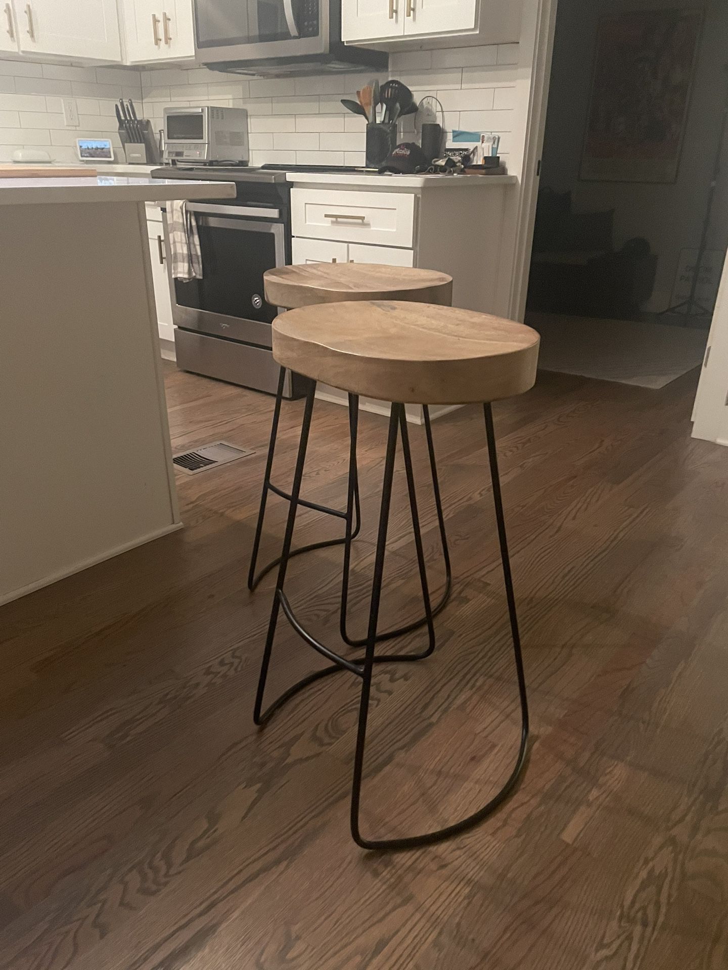 Wooden Counter Stool Pair 