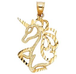 Beautiful unicorn pendant 14K REAL YELLOW GOLD. Description⬇️
