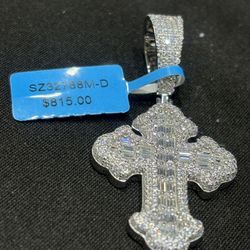 NEW Christian Latin Cross Pendant Moissanite 3.70 ctw VVS D color