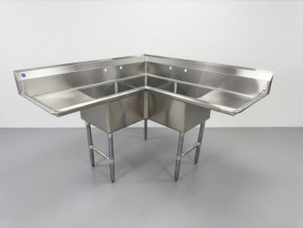 NSF Corner Sink 3 Compartment HN-CS3T181812-18LR
